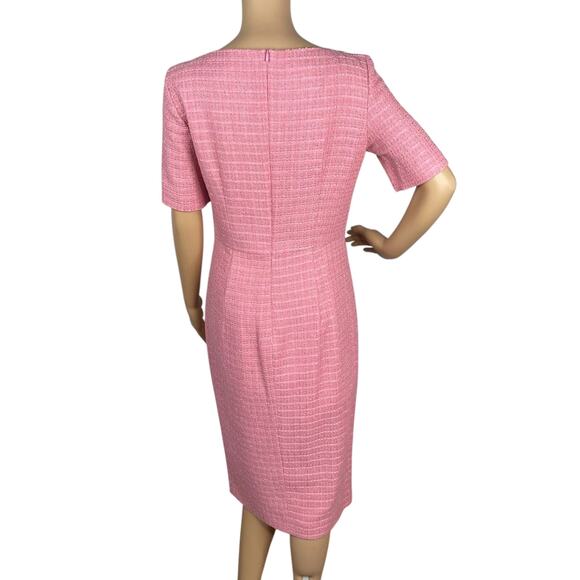 NWT Boutique Moschino $795 Fitted Pink Tweed Button Detail Sheath Dress SZ 8 - Picture 8 of 12